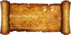 Hicke Henrik névjegykártya